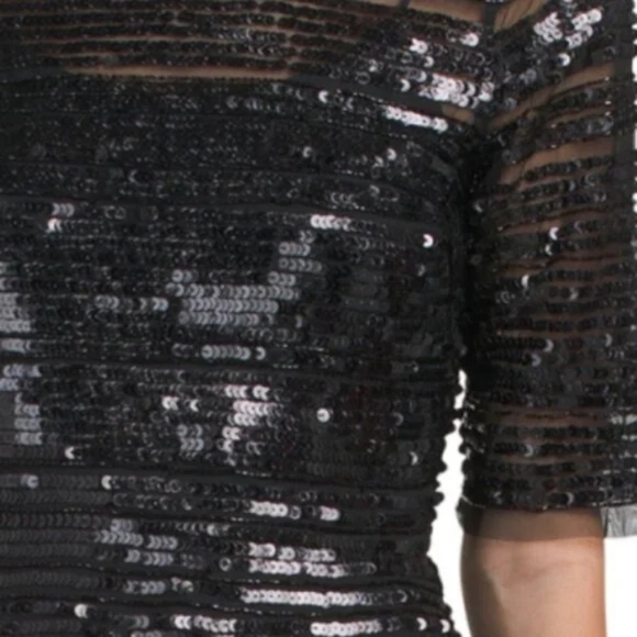 NWT Size 8 Johnny Was Black Beaded Sequin Cocktail Midi Dress - Picture 5 of 9